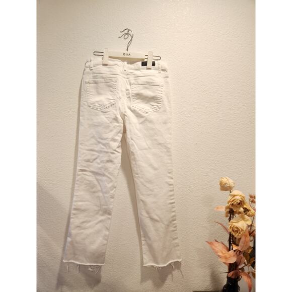 Kenneth Cole White‎ Button-Fly Jeans - Size 4, Frayed Hem, Cotton-Blend - Picture 2 of 2